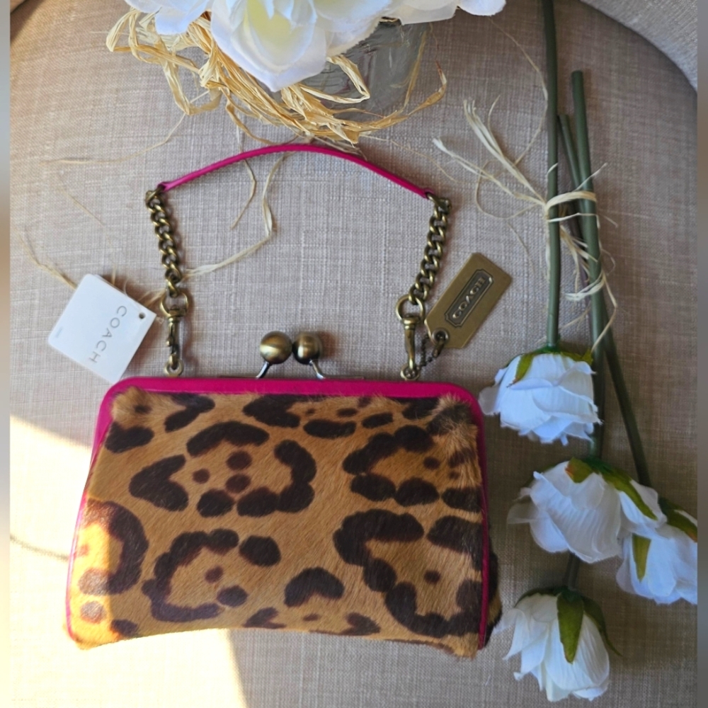 Vintage Coach Madison Ocelot Leopard Print Kisslock Shoulder Bag Purse # 9756 - Picture 3 of 14